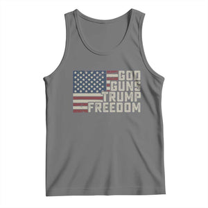 Funny God Guns Trump Freedom Tank Top American Flag Christian Pro Gun TS11 Black Heather Print Your Wear