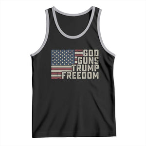 Funny God Guns Trump Freedom Tank Top American Flag Christian Pro Gun TS11 Black Athletic Heather Print Your Wear