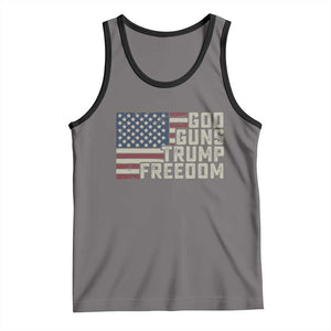 Funny God Guns Trump Freedom Tank Top American Flag Christian Pro Gun TS11 Deep Heather Black Print Your Wear