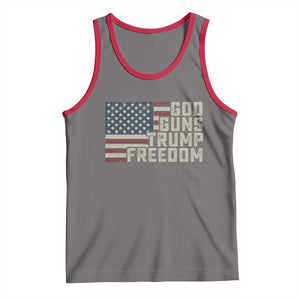 Funny God Guns Trump Freedom Tank Top American Flag Christian Pro Gun TS11 Deep Heather Red Print Your Wear