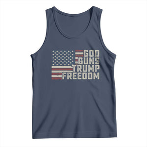 Funny God Guns Trump Freedom Tank Top American Flag Christian Pro Gun TS11 Navy Print Your Wear