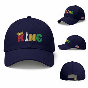 Funny Juneteenth King Baseball Cap Black Father Chess African American