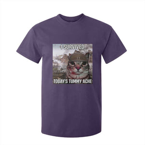 Funny I Survived Todays Tummy Ache T Shirt For Kid War Cat Meme TS11 Purple Print Your Wear
