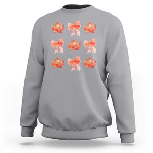 Happy Canada Day Sweatshirt Coquette Orange Bows Maple Leaf TS11 Sport Gray Print Your Wear