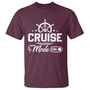 Funny Cruise Mode On T Shirt Summer Vacation Family Matching Vintage Anchor TS11 Maroon Print Your Wear