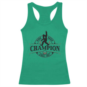 Bigfoot Lover Racerback Tank Top Hide And Seek Champion Vintage Sasquatch TS11 Irish Green Print Your Wear