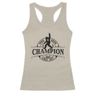 Bigfoot Lover Racerback Tank Top Hide And Seek Champion Vintage Sasquatch TS11 Sand Print Your Wear