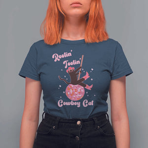 Funny Rootin Tootin Cowboy Cat T Shirt For Women Western Hat Cute Black Kitten Cowgirls TS11 Navy Print Your Wear