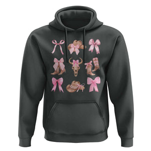 Cowgirl Coquette Hoodie Pink Bow Cowboy Hat Boots Western Country TS11 Dark Heather Print Your Wear