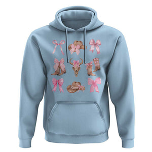 Cowgirl Coquette Hoodie Pink Bow Cowboy Hat Boots Western Country TS11 Light Blue Print Your Wear
