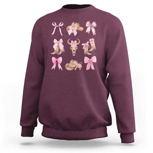 Cowgirl Coquette Sweatshirt Pink Bow Cowboy Hat Boots Western Country TS11 Maroon Print Your Wear