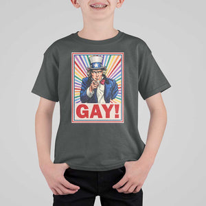 Funny LGBT T Shirt For Kid Gay Uncle Sam Ally Pride Month TS11 Dark Heather Print Your Wear
