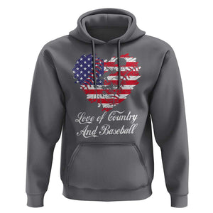 Baseball Hoodie Love Of Country And Base Ball Vintage Heart USA Flag TS11 Charcoal Print Your Wear