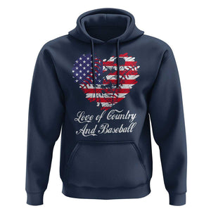Baseball Hoodie Love Of Country And Base Ball Vintage Heart USA Flag TS11 Navy Print Your Wear