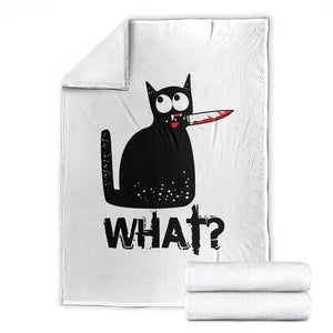 Funny Black Cat Throw Blanket What Kitten Murderous TS11 White Print Your Wear