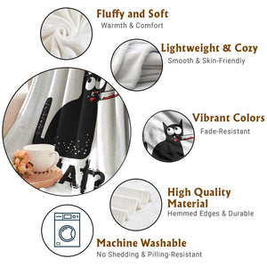 Funny Black Cat Throw Blanket What Kitten Murderous TS11 Print Your Wear