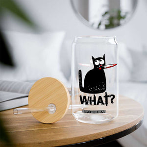 Funny Black Cat Glass Can What Kitten Murderous TS11 Print Your Wear