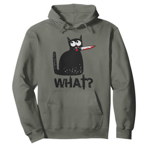 Funny Black Cat Hoodie What Kitten Murderous TS11 Military Green Print Your Wear