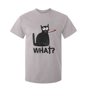 Funny Black Cat T Shirt For Kid What Kitten Murderous TS11 Ice Gray Print Your Wear