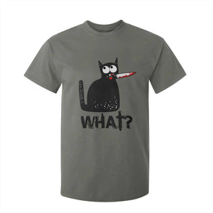 Funny Black Cat T Shirt For Kid What Kitten Murderous TS11 Military Green Print Your Wear