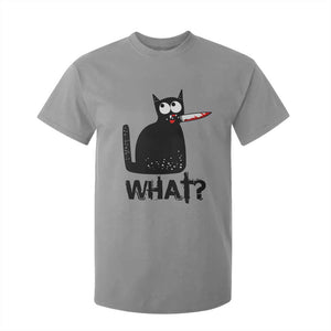 Funny Black Cat T Shirt For Kid What Kitten Murderous TS11 Sport Gray Print Your Wear