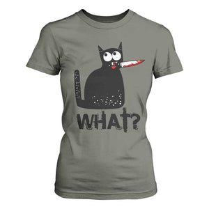 Funny Black Cat T Shirt For Women What Kitten Murderous TS11 Military Green Print Your Wear