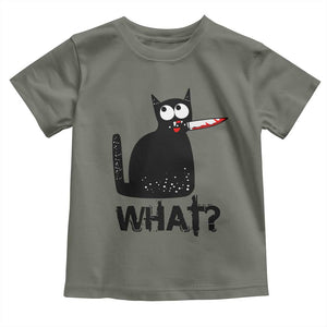 Funny Black Cat Toddler T Shirt What Kitten Murderous TS11 Military Green Print Your Wear