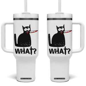 Funny Black Cat Tumbler With Handle What Kitten Murderous TS11 One Size: 40 oz White Print Your Wear