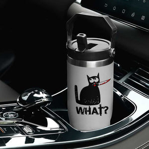 Funny Black Cat Flip Straw Tumbler What Kitten Murderous TS11 Print Your Wear