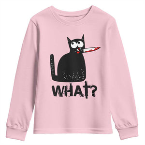 Funny Black Cat Youth Sweatshirt What Kitten Murderous TS11 Light Pink Print Your Wear