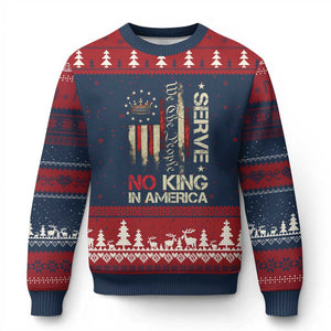 Funny We The People Serve No King In American Ugly Christmas Sweater Vintage Betsy Ross Flag TS11 Navy Red Print Your Wear