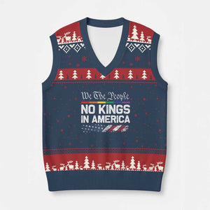 No Kings In America We The People V-Neck Knit Sweater Vest LGBTQ Pride American Flag Political TS11 Navy Red Print Your Wear