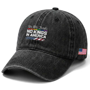 No Kings In America We The People Washed Cotton Baseball Cap LGBTQ Pride American Flag Political TS11 Print Your Wear