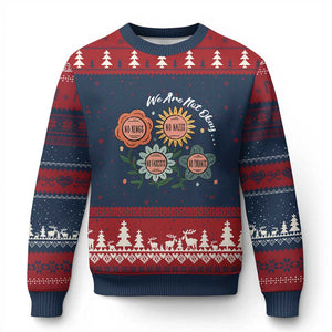 Funny No King No Fascists No Tyrants No Nazis Ugly Christmas Sweater We Are Not Okay Vintage Flower TS11 Navy Red Print Your Wear