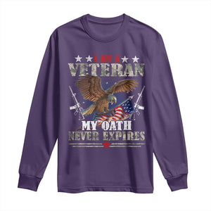 I Am A Veteran My Oath Never Expires Long Sleeve Shirt Veteran Day Eagle American Flag TS11 Purple Print Your Wear