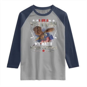 I Am A Veteran My Oath Never Expires Raglan Shirt Veteran Day Eagle American Flag TS11 Sport Gray Navy Print Your Wear