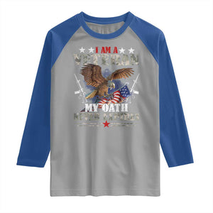 I Am A Veteran My Oath Never Expires Raglan Shirt Veteran Day Eagle American Flag TS11 Sport Gray Royal Print Your Wear