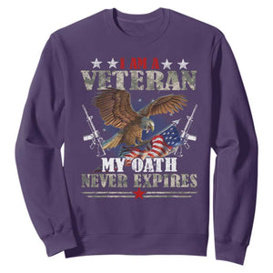 I Am A Veteran My Oath Never Expires Sweatshirt Veteran Day Eagle American Flag TS11 Purple Print Your Wear