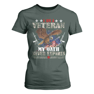 I Am A Veteran My Oath Never Expires T Shirt For Women Veteran Day Eagle American Flag TS11 Dark Forest Green Print Your Wear