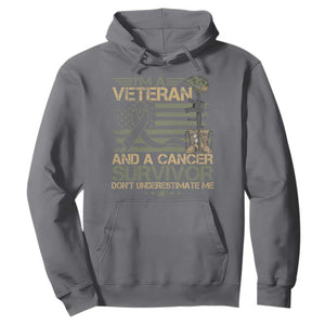 I Am A Veteran And A Cancer Survivor Don't Underestimate Me Hoodie Vintage Camo American Flag TS11 Charcoal Print Your Wear