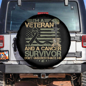 I Am A Veteran And A Cancer Survivor Don't Underestimate Me Spare Tire Cover Vintage Camo American Flag TS11 No hole Black Print Your Wear