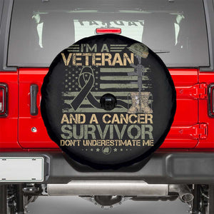 I Am A Veteran And A Cancer Survivor Don't Underestimate Me Spare Tire Cover Vintage Camo American Flag TS11 Black Print Your Wear