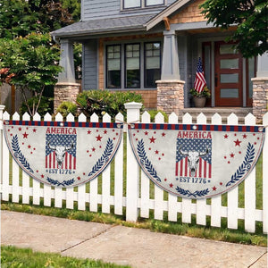 Funny 4th Of July Western Patriotic Fan Flag America EST 1776 Long Horn Skull