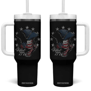Funny Defiant Since 1776 Tumbler With Handle Minutemen American Revolution TS11 One Size: 40 oz Black Print Your Wear