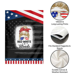 Funny 4th Of July Red White And Blonde Garden Flag Messy Bun Girl American Flag Sunglasses TS11 Print Your Wear