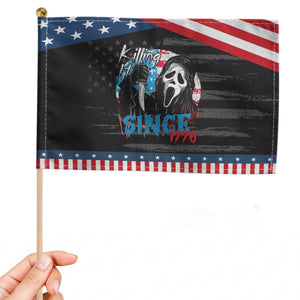 Funny Killing It Since 1776 Patriotic Handheld Flag Horror Movie 4th Of July USA Ghost TS11 Distressed 8.2" × 5.5" Black Blue Print Your Wear