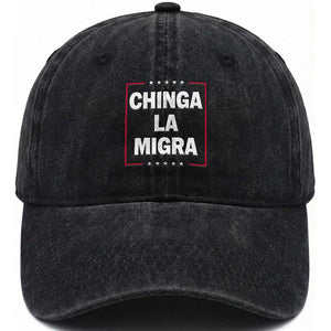 Funny Chinga La Migra Washed Cotton Baseball Cap Star Stripes TS11 Print Your Wear