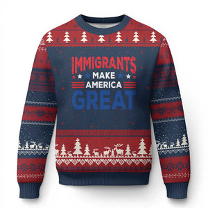 Funny Immigrants Make America Great Ugly Christmas Sweater Stars Stripes TS11 Navy Red Print Your Wear