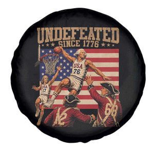 4th of July Basketball Undefeated Since 1776 Spare Tire Cover Funny Founding Fathers