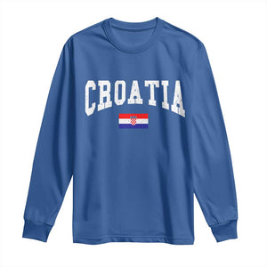 Croatia Hrvatska Flag Zagreb Croatian Jersey Retro Long Sleeve Shirt